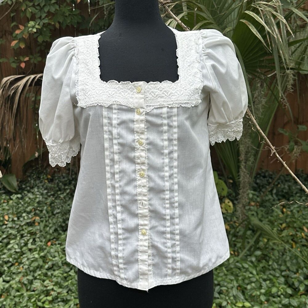 Jessica's Gunnies San Francisco Vintage White Lace Blouse Size M/L